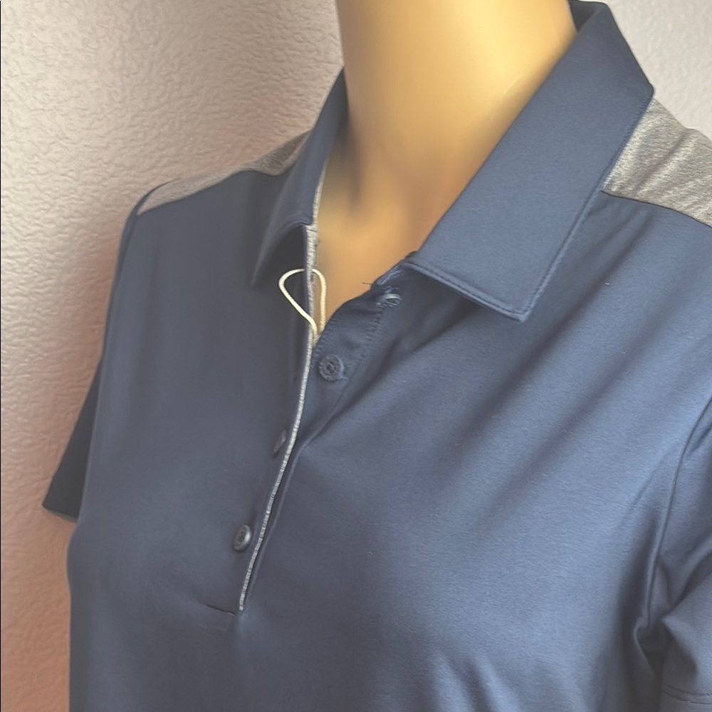 Adidas Blue Fitted Buttoned Tennis Golf Polo Shirt - Picture 8 of 16